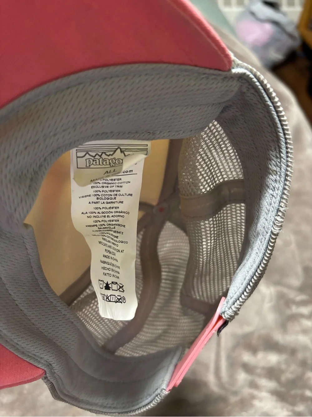 Patagonia Pink and Gray Mesh Trucker Hat